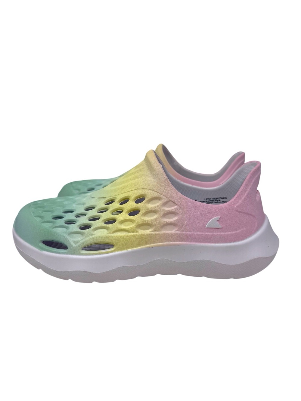 Rugged shark pastel rainbow slip on lightweight water  friendly shoe US 1/EU 32